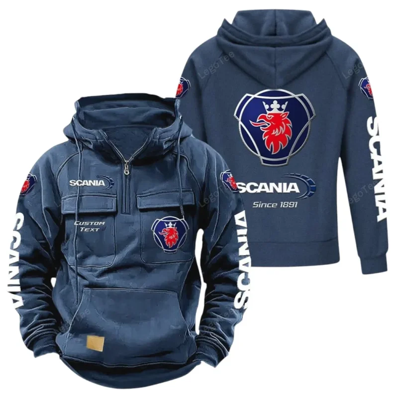 Car Hoodie Tactical Quarter Zip, Hoodie Exclusive Logo For Car Lovers - Dark Blue CAR96021425734-3