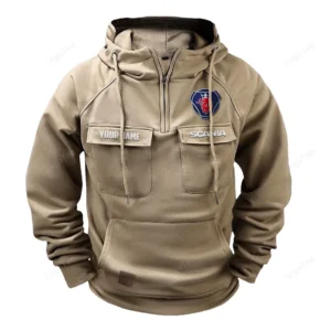 Car Hoodie Tactical Quarter Zip, Hoodie Exclusive Logo For Car Lovers - Khaki CAR109021425355-4