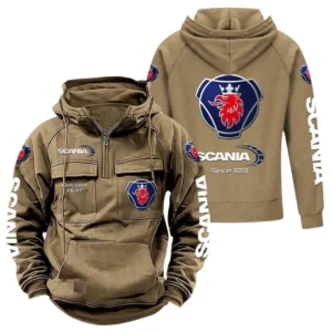Car Hoodie Tactical Quarter Zip, Hoodie Exclusive Logo For Car Lovers - Khaki CAR96021425734-4