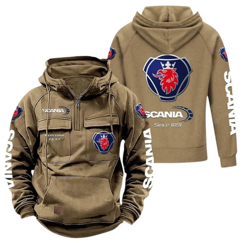 Car Hoodie Tactical Quarter Zip, Hoodie Exclusive Logo For Car Lovers - Khaki CAR96021425734-4