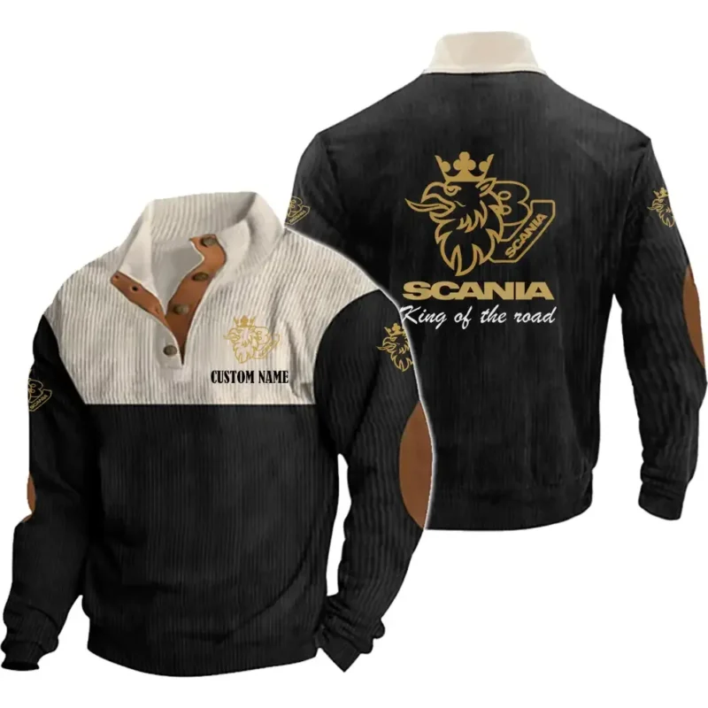 Car V8 Men's Stand Up Collar Base Shirt, Collar Hoodie Exclusive Logo For Car Motorcycles Fans CAR20012165 - Black