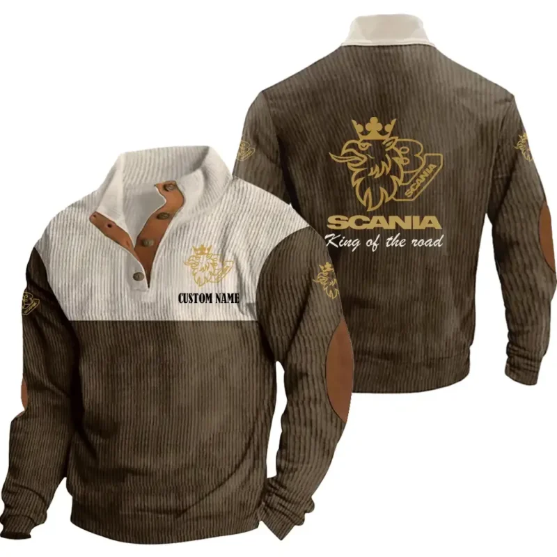 Car V8 Men's Stand Up Collar Base Shirt, Collar Hoodie Exclusive Logo For Car Motorcycles Fans CAR20012165 - Brown