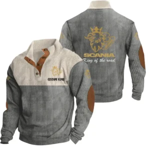 Car V8 Men's Stand Up Collar Base Shirt, Collar Hoodie Exclusive Logo For Car Motorcycles Fans CAR20012165 - Grey