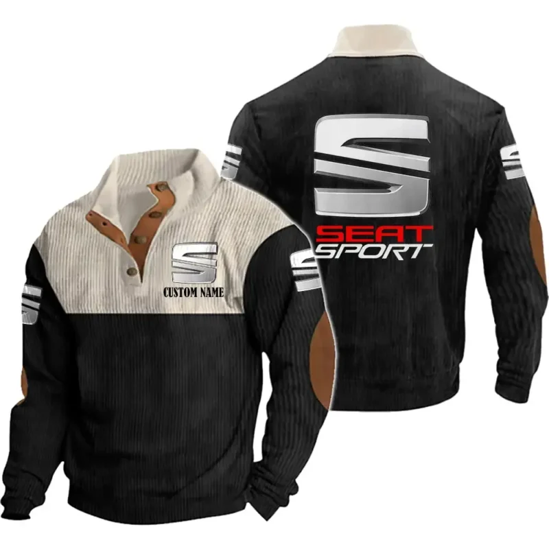 Classic Auto Men's Stand Up Collar Base Shirt, Collar Hoodie Exclusive Logo For Car Motorcycles Fans CAR20012167 - Black