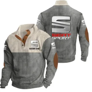 Classic Auto Men's Stand Up Collar Base Shirt, Collar Hoodie Exclusive Logo For Car Motorcycles Fans CAR20012167 - Grey