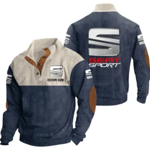Classic Auto Men's Stand Up Collar Base Shirt, Collar Hoodie Exclusive Logo For Car Motorcycles Fans CAR20012167 - Navy Blue