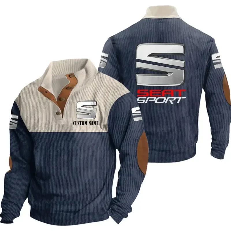 Classic Auto Men's Stand Up Collar Base Shirt, Collar Hoodie Exclusive Logo For Car Motorcycles Fans CAR20012167 - Navy Blue