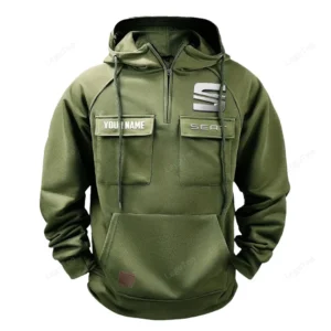 Classic Auto Hoodie Tactical Quarter Zip, Hoodie Exclusive Logo For Classic Auto Lovers - Army Green CAR109021425383-1