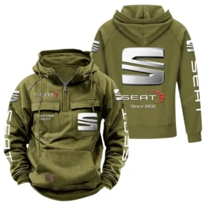 Classic Auto Hoodie Tactical Quarter Zip, Hoodie Exclusive Logo For Classic Auto Lovers - Army Green CAR96021425682-1