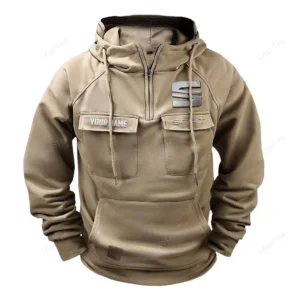 Classic Auto Hoodie Tactical Quarter Zip, Hoodie Exclusive Logo For Classic Auto Lovers - Khaki CAR109021425383-4