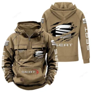 Classic Auto Hoodie Tactical Quarter Zip, Hoodie Exclusive Logo For Classic Auto Lovers - Khaki CAR122021425015-4