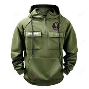 Auto American Hoodie Tactical Quarter Zip, Hoodie Exclusive Logo For Auto American Lovers - Army Green CAR109021425353-1