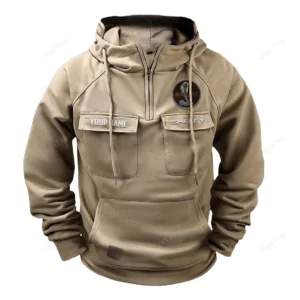 Auto American Hoodie Tactical Quarter Zip, Hoodie Exclusive Logo For Auto American Lovers - Khaki CAR109021425353-4