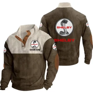 Auto Men's Stand Up Collar Base Shirt, Collar Hoodie Exclusive Logo For Car Motorcycles Fans CAR20012168 - Brown