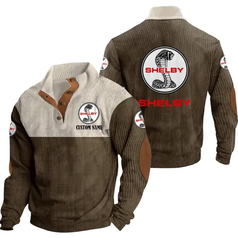 Auto Men's Stand Up Collar Base Shirt, Collar Hoodie Exclusive Logo For Car Motorcycles Fans CAR20012168 - Brown