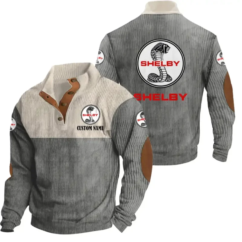 Auto Men's Stand Up Collar Base Shirt, Collar Hoodie Exclusive Logo For Car Motorcycles Fans CAR20012168 - Grey