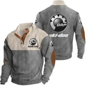 Snowmobile Men's Stand Up Collar Base Shirt, Collar Hoodie Exclusive Logo For Car Motorcycles Fans CAR20012169 - Grey