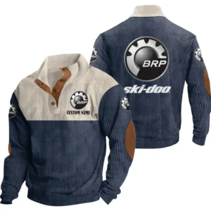 Snowmobile Men's Stand Up Collar Base Shirt, Collar Hoodie Exclusive Logo For Car Motorcycles Fans CAR20012169 - Navy Blue