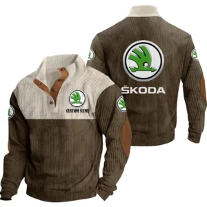 Auto Men's Stand Up Collar Base Shirt, Collar Hoodie Exclusive Logo For Car Motorcycles Fans CAR20012170 - Brown