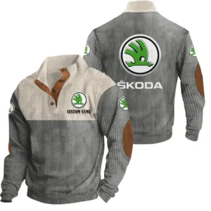 Auto Men's Stand Up Collar Base Shirt, Collar Hoodie Exclusive Logo For Car Motorcycles Fans CAR20012170 - Grey