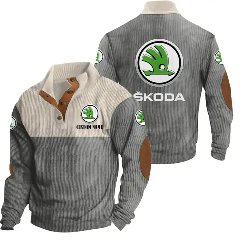 Auto Men's Stand Up Collar Base Shirt, Collar Hoodie Exclusive Logo For Car Motorcycles Fans CAR20012170 - Grey