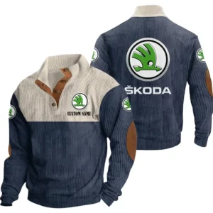 Auto Men's Stand Up Collar Base Shirt, Collar Hoodie Exclusive Logo For Car Motorcycles Fans CAR20012170 - Navy Blue