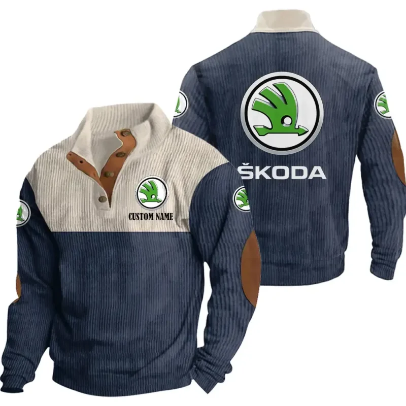 Auto Men's Stand Up Collar Base Shirt, Collar Hoodie Exclusive Logo For Car Motorcycles Fans CAR20012170 - Navy Blue