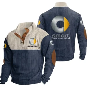 Auto Men's Stand Up Collar Base Shirt, Collar Hoodie Exclusive Logo For Car Motorcycles Fans CAR20012172 - Navy Blue