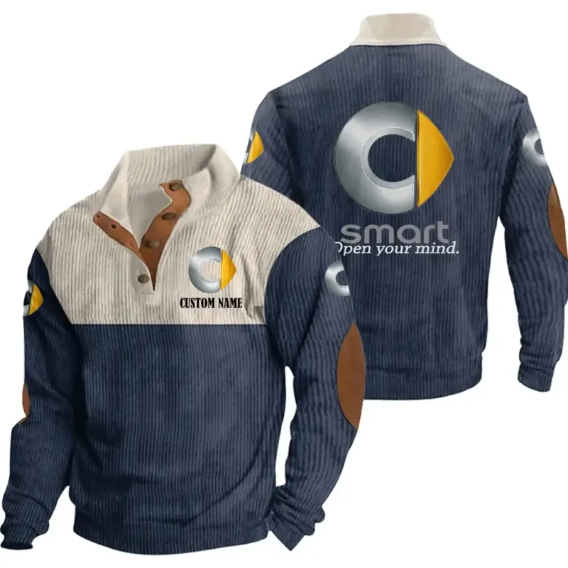 Auto Men's Stand Up Collar Base Shirt, Collar Hoodie Exclusive Logo For Car Motorcycles Fans CAR20012172 - Navy Blue