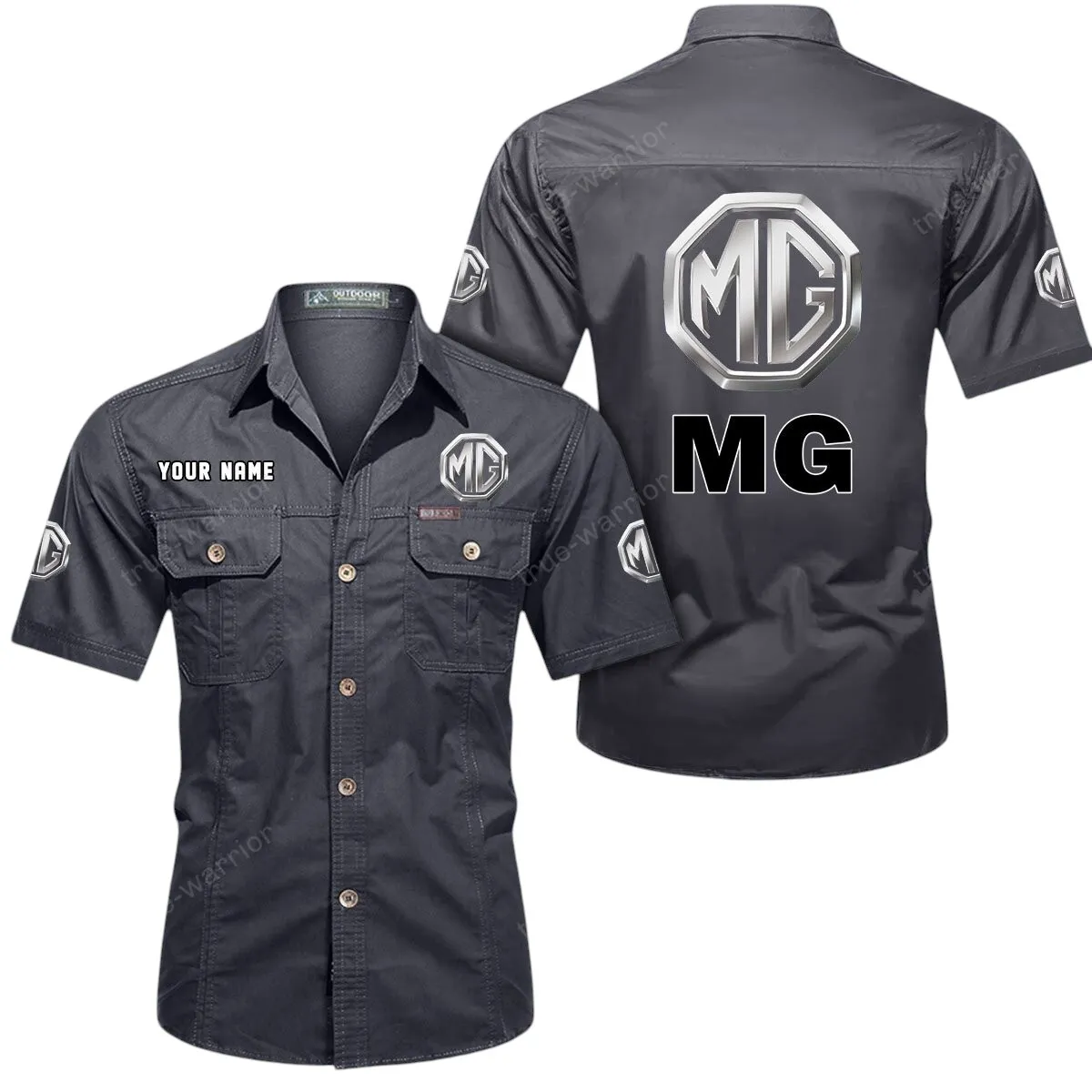 Speed Auto Car Lovers Gift Short Sleeved Shirt, Button Up Shirt Exclusive Logo For Car Owners CAR444052625851 - Gray