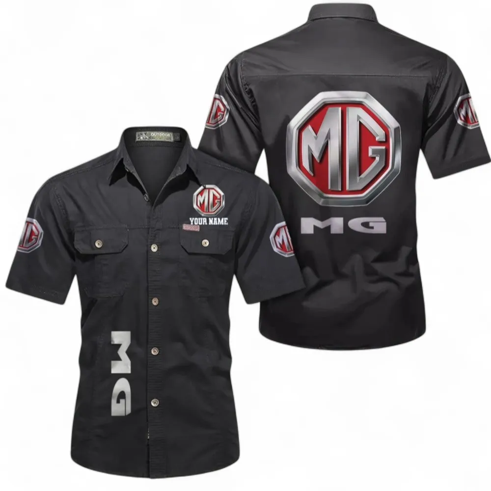 Speed Auto Short Sleeved Shirt, Button up Shirt Exclusive Logo For Car Owners, Custom Name CAR392072125789-Black