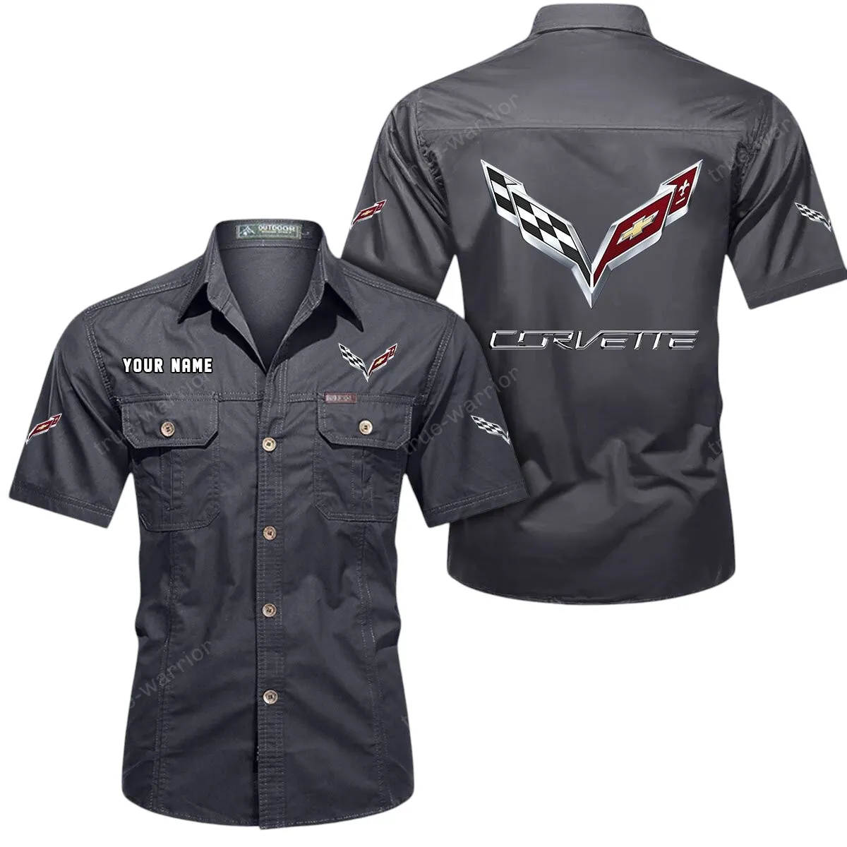 Speed Car Lovers Gift Short Sleeved Shirt, Button Up Shirt Exclusive Logo For Car Owners CAR444052625779 - Gray