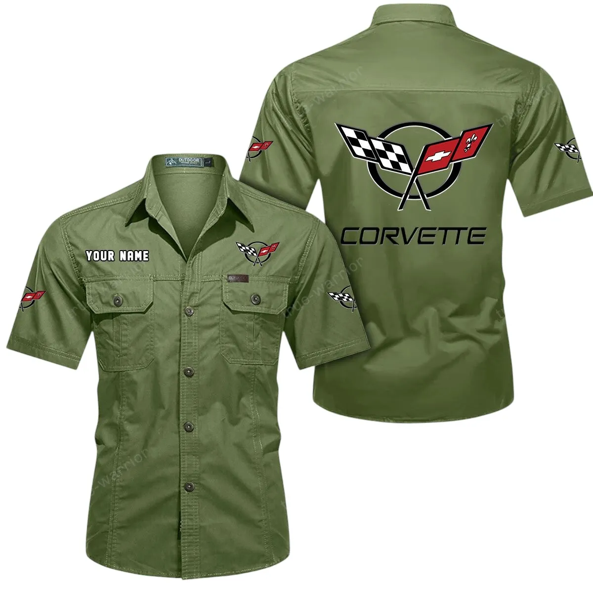 Speed Car Lovers Gift Short Sleeved Shirt, Button Up Shirt Exclusive Logo For Car Owners CAR444052625836 - Fruit Green