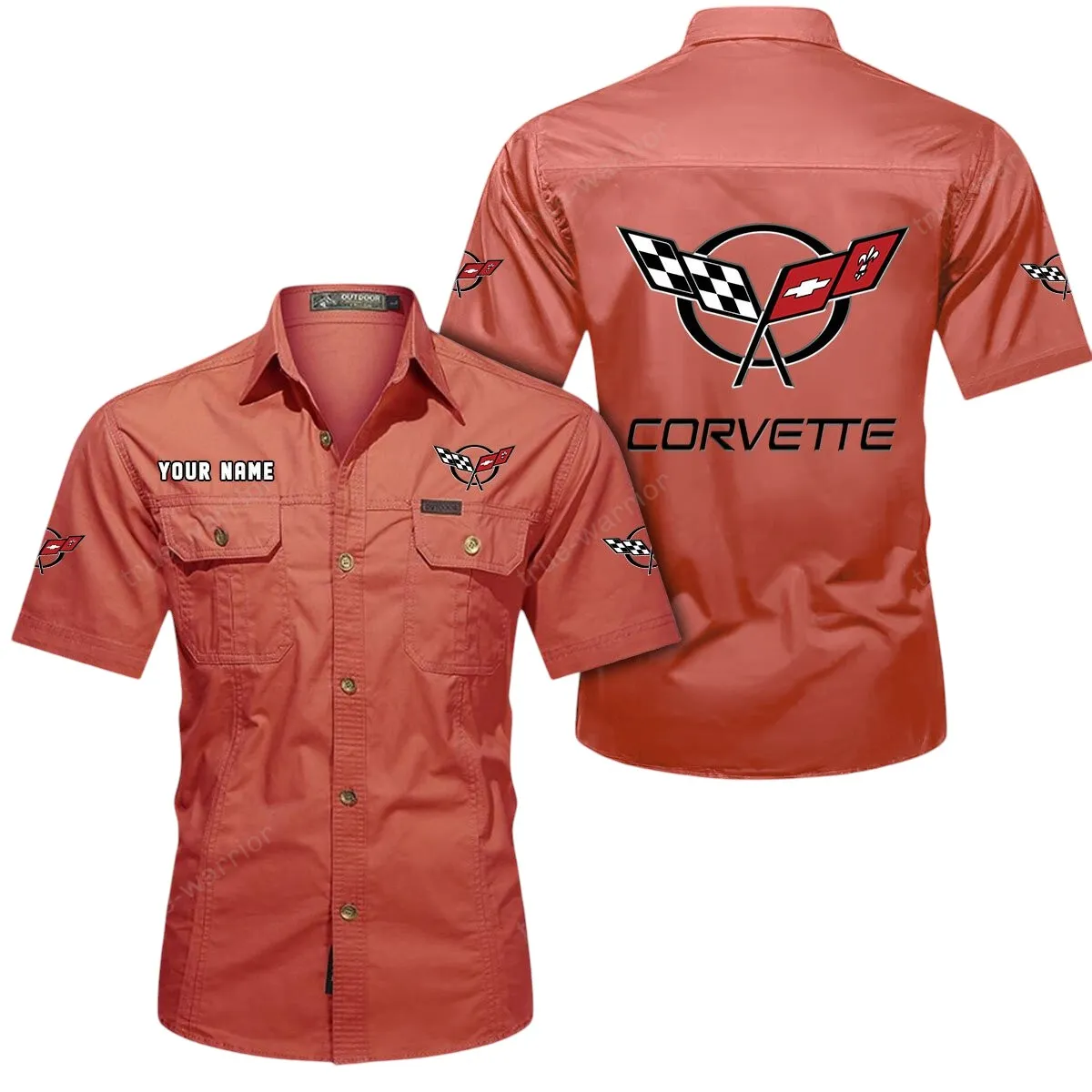 Speed Car Lovers Gift Short Sleeved Shirt, Button Up Shirt Exclusive Logo For Car Owners CAR444052625836 - Red