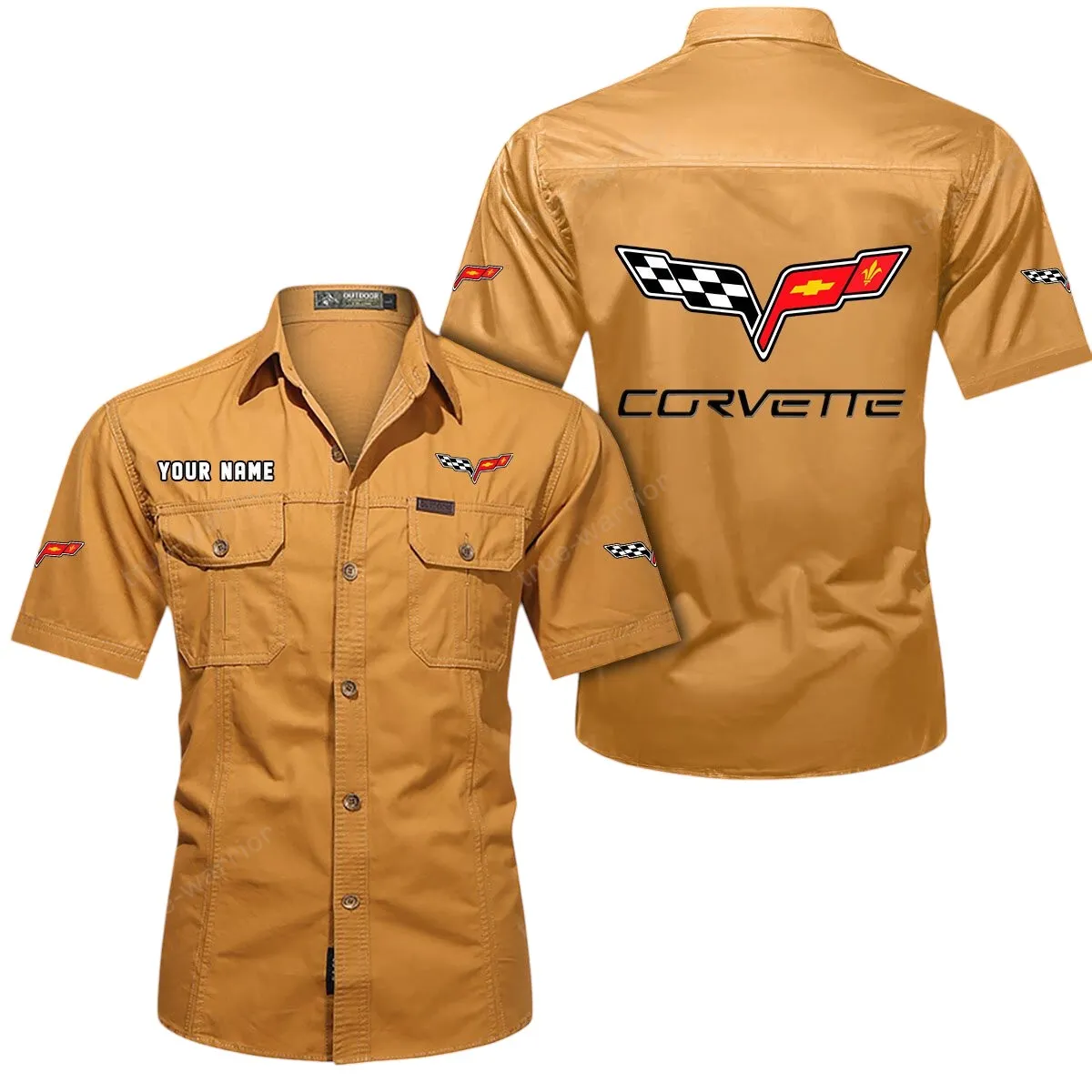 Speed Car Lovers Gift Short Sleeved Shirt, Button Up Shirt Exclusive Logo For Car Owners CAR444052625856 - Turmeric