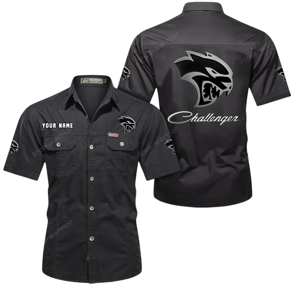 Speed Muscle Car Lovers Gift Short Sleeved Shirt, Button Up Shirt Exclusive Logo For Car Owners CAR444052625803 - Black