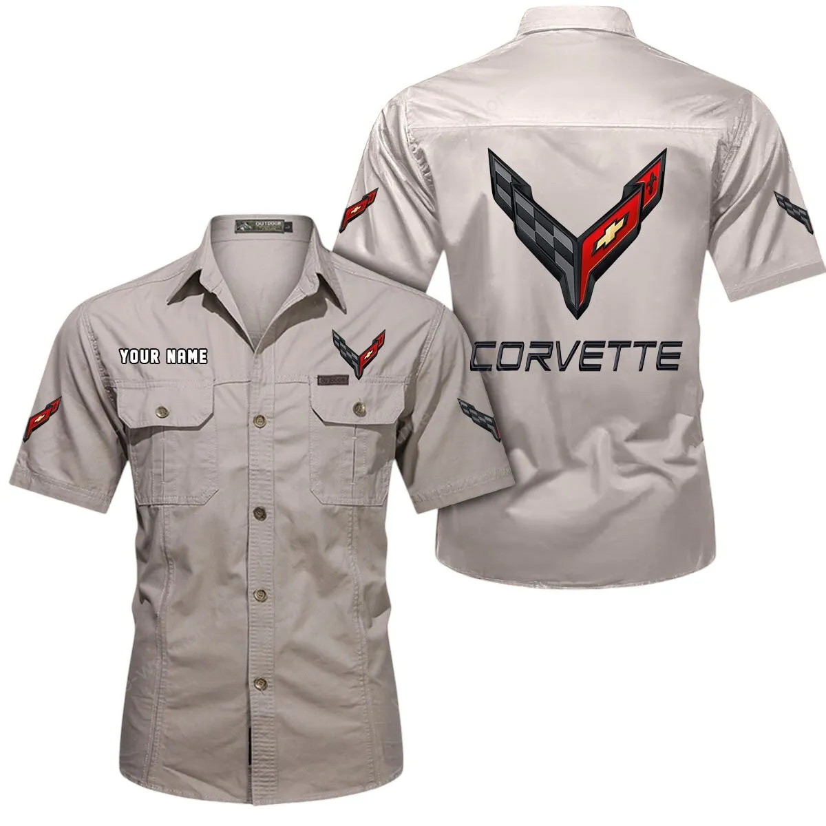 Speed Vintage Car Lovers Gift Short Sleeved Shirt, Button Up Shirt Exclusive Logo For Car Owners CAR444052625785 - Beige