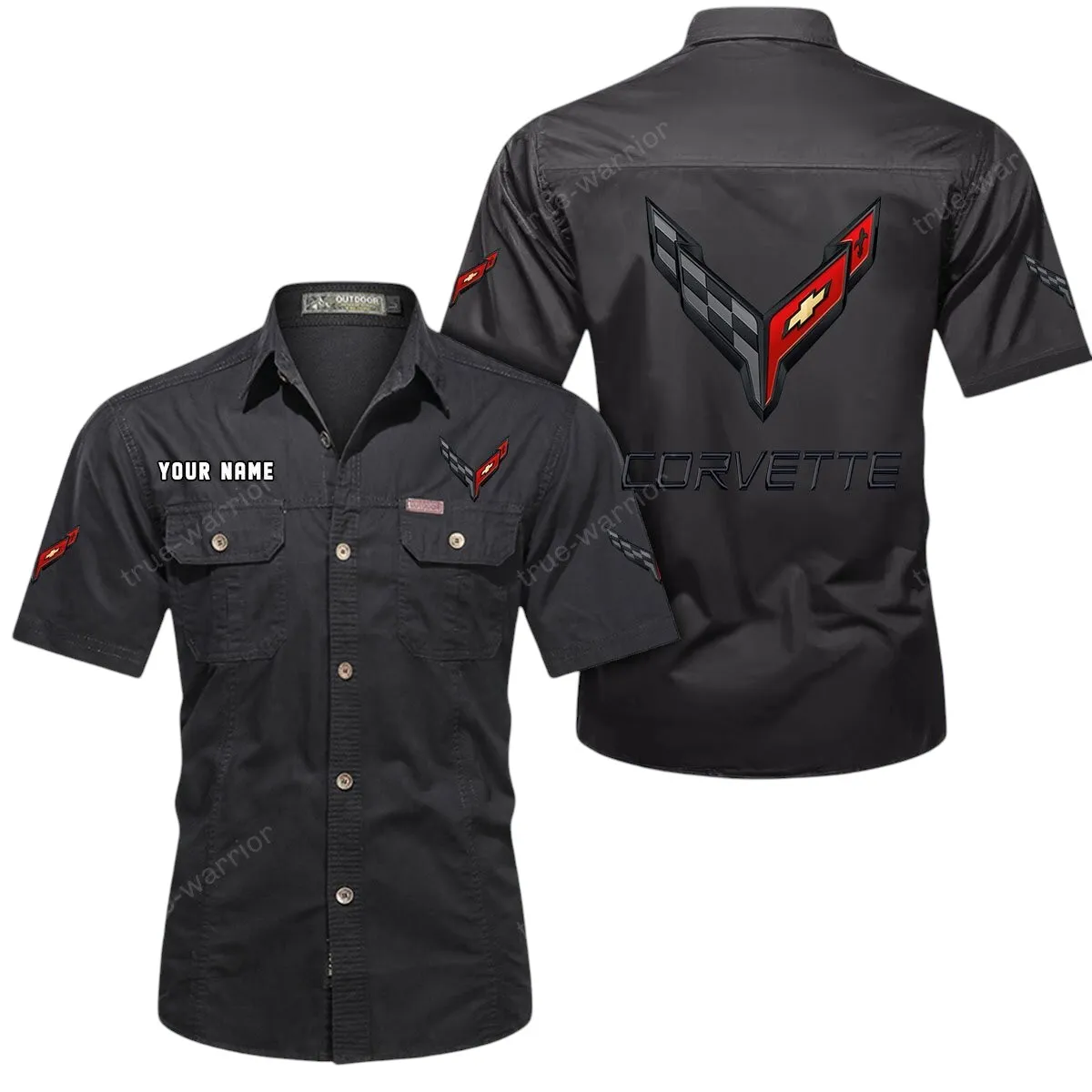 Speed Vintage Car Lovers Gift Short Sleeved Shirt, Button Up Shirt Exclusive Logo For Car Owners CAR444052625785 - Black
