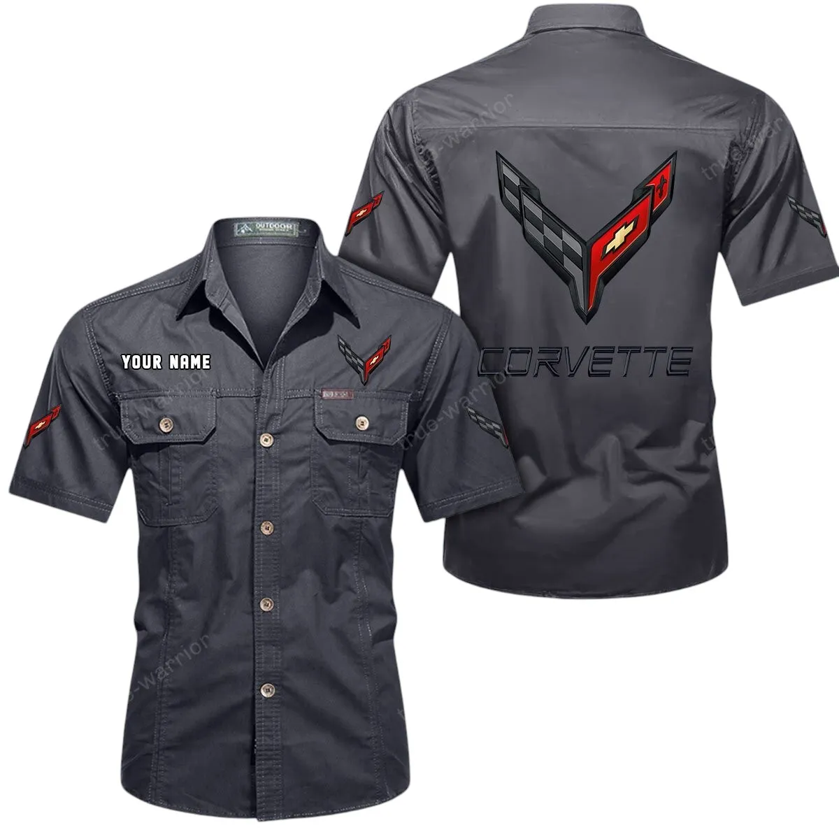 Speed Vintage Car Lovers Gift Short Sleeved Shirt, Button Up Shirt Exclusive Logo For Car Owners CAR444052625785 - Gray