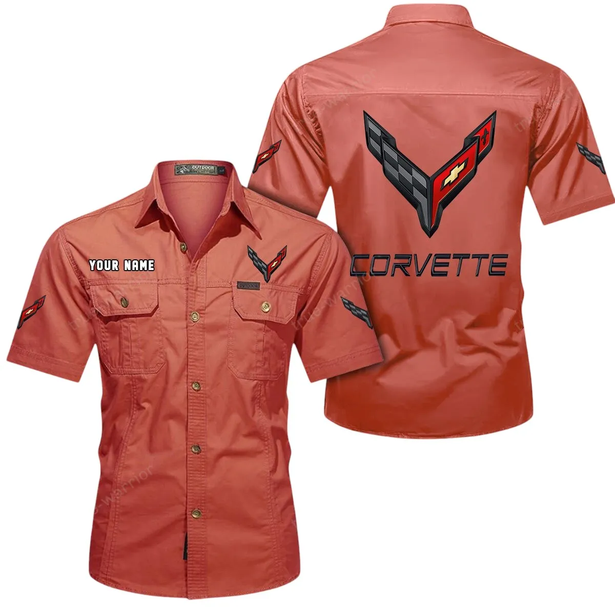 Speed Vintage Car Lovers Gift Short Sleeved Shirt, Button Up Shirt Exclusive Logo For Car Owners CAR444052625785 - Red