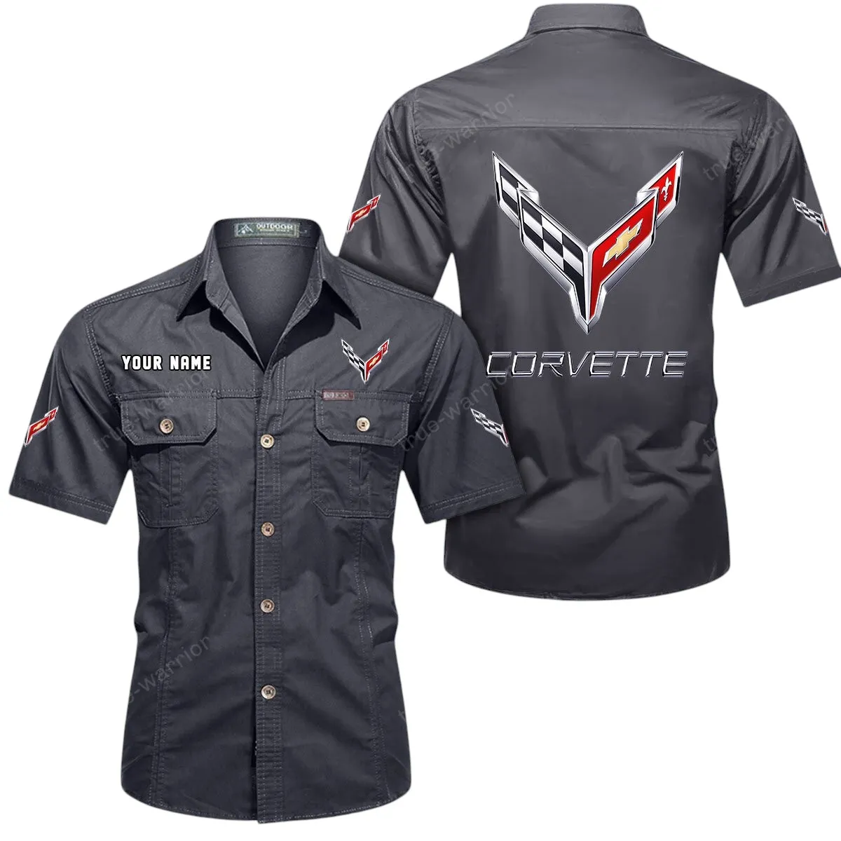 Speed Vintage Car Lovers Gift Short Sleeved Shirt, Button Up Shirt Exclusive Logo For Car Owners CAR444052625798 - Gray
