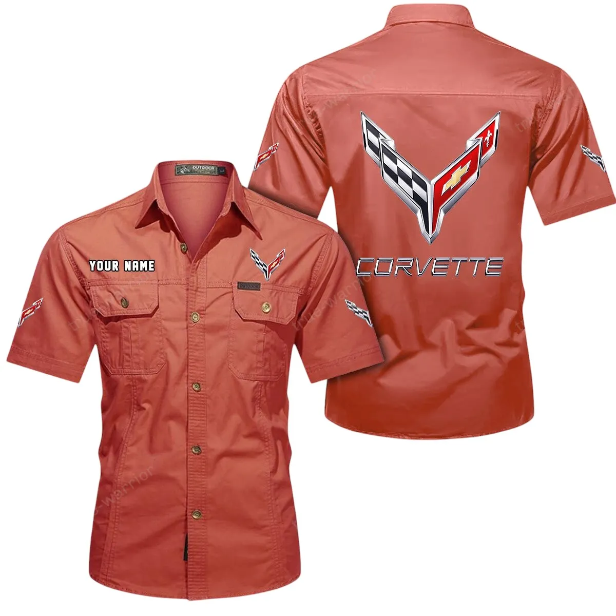 Speed Vintage Car Lovers Gift Short Sleeved Shirt, Button Up Shirt Exclusive Logo For Car Owners CAR444052625798 - Red