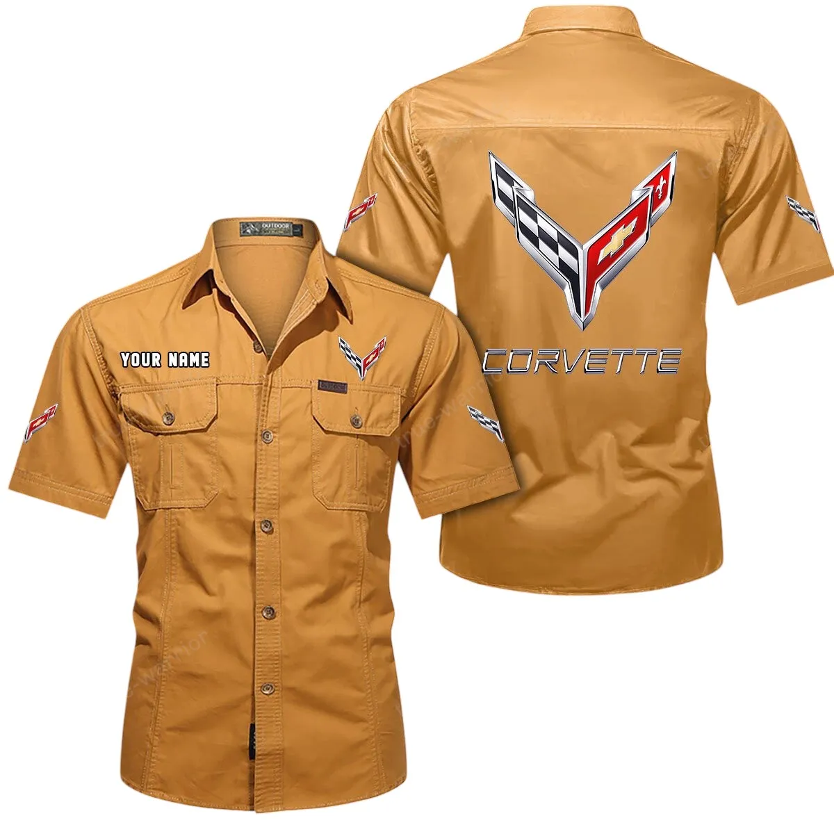 Speed Vintage Car Lovers Gift Short Sleeved Shirt, Button Up Shirt Exclusive Logo For Car Owners CAR444052625798 - Turmeric