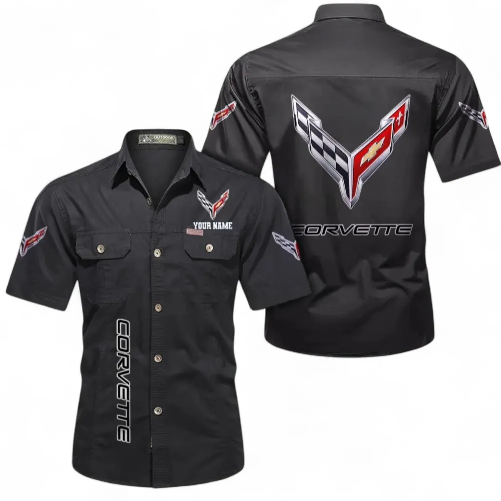 Speed Vintage Car Short Sleeved Shirt, Button up Shirt Exclusive Logo For Car Owners, Custom Name CAR392072125811-Black