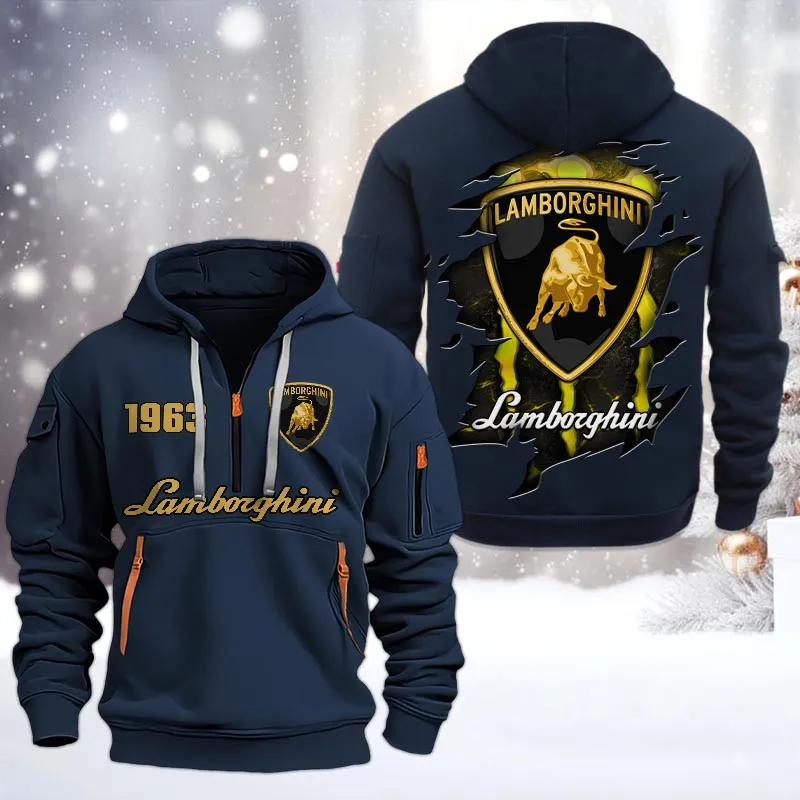 Sport Car Lovers Gift Hoodie Half Zipper, Hoodie All Over Print Gift For Car Owners CAR198032766 - Navy