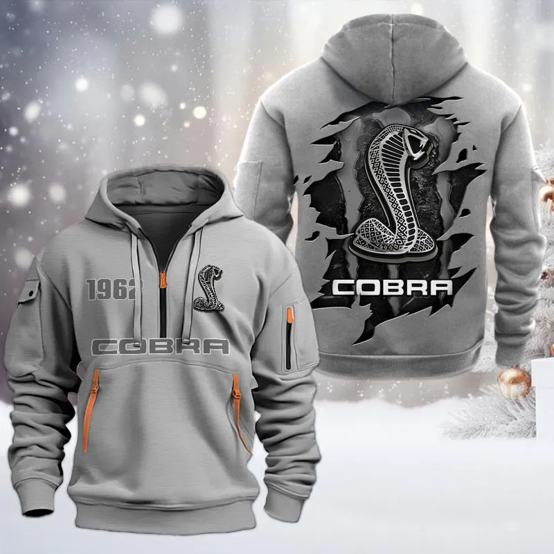 Sport Car Lovers Gift Hoodie Half Zipper, Hoodie All Over Print Gift For Car Owners CAR198032767 - Gray