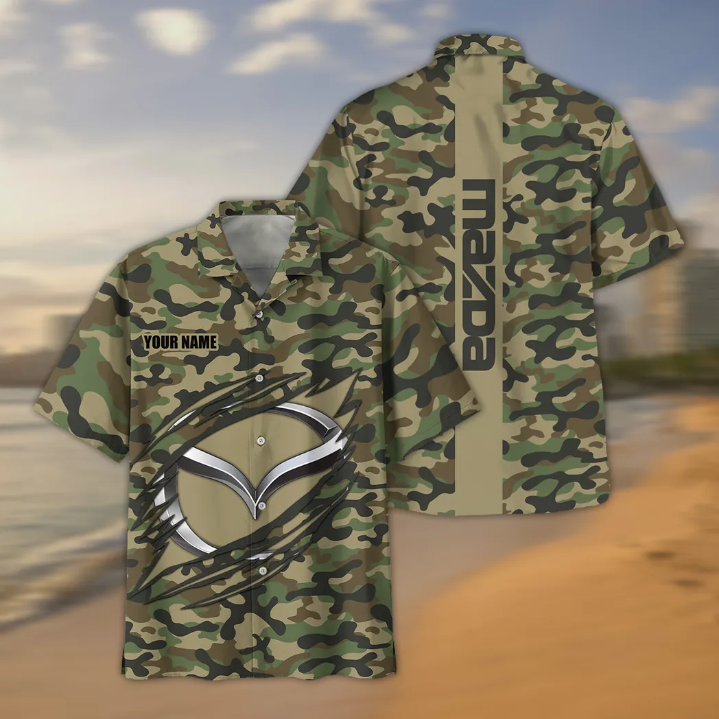 Sports Car Power Lovers Gift Hawaiian Shirt, Button up Shirt Camo Style For Car Owners, Custom Name CAR210040825721