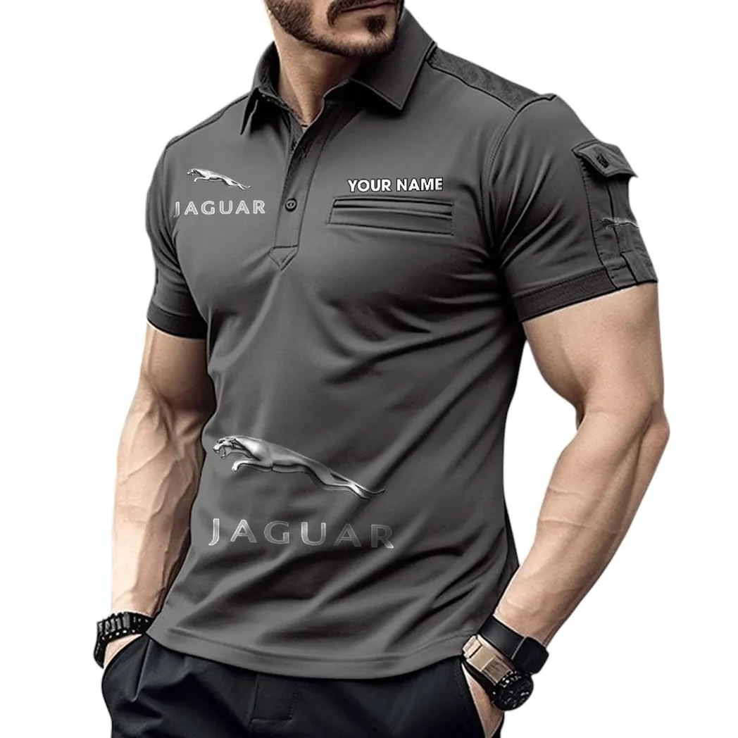 Sporty Car Fans Gift Pocket Polo Shirt, Polo Shirt Exclusive Logo For Sporty Car Fan, Custom Name CAR450051325359 - Gray