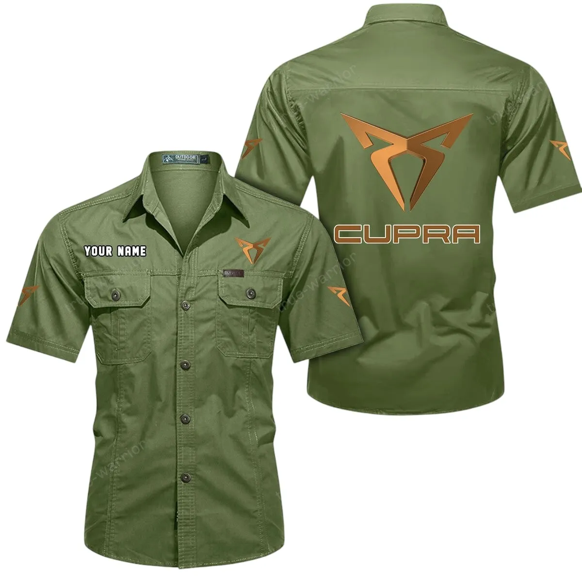 Sporty Car Lovers Gift Short Sleeved Shirt, Button Up Shirt Exclusive Logo For Car Owners CAR444052625925 - Fruit Green
