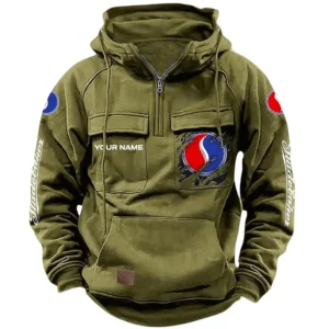 Timeless Retro Car Hoodie Tactical Quarter Zip, Hoodie Exclusive Logo For Timeless Retro Car Lovers CAR164022425179 - Army Green
